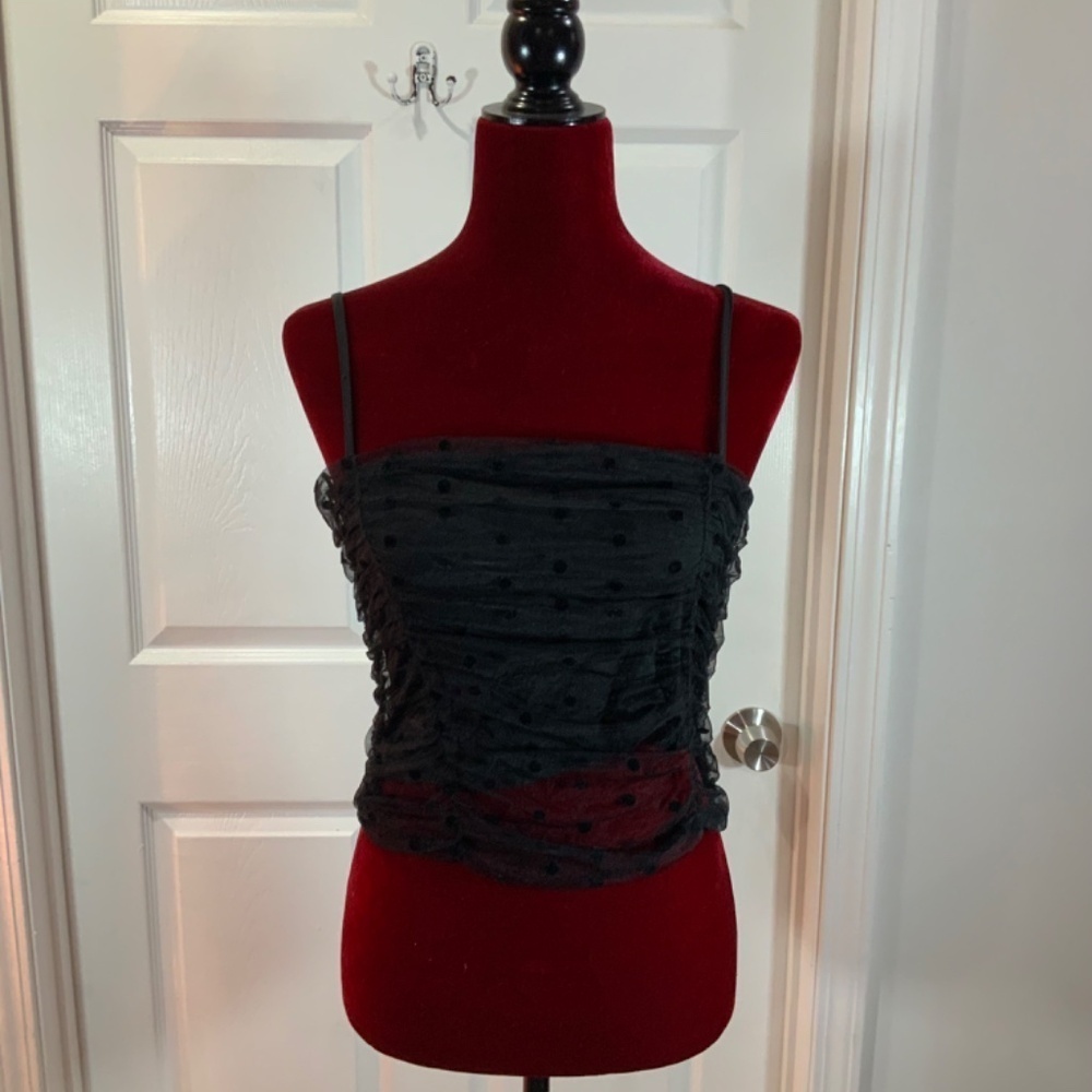 Rachel Zoe Mesh Black Polka Dot Cami Top Size Small New - Picture 10 of 10